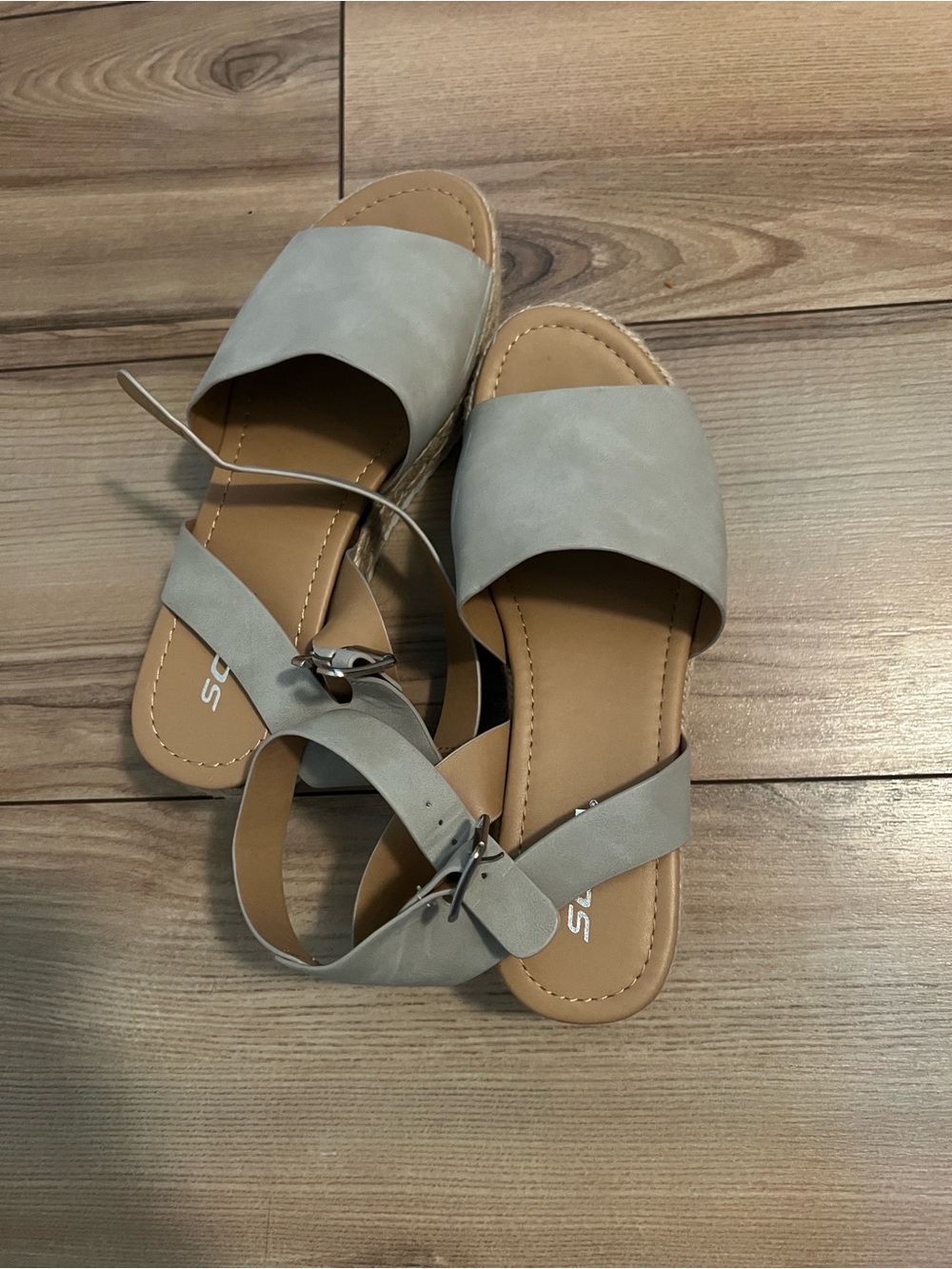 Soda Light Gray Open-Toe Espadrille Sandals